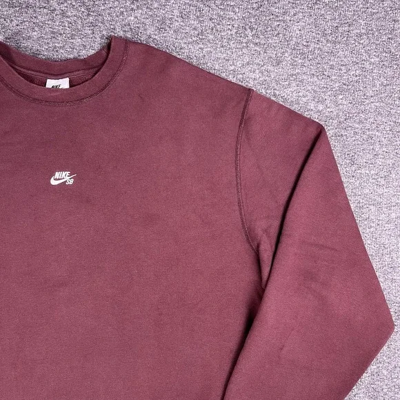 Nike SB Sweaters Mens L Maroon Loose Fit Pullover Skateboarding Swoosh Heavy - Picture 9 of 14